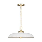Visual Comfort Studio CP1231MWTBBS Wellfleet One Light Pendant, Matte White and Burnished Brass Alternate Image.jpg