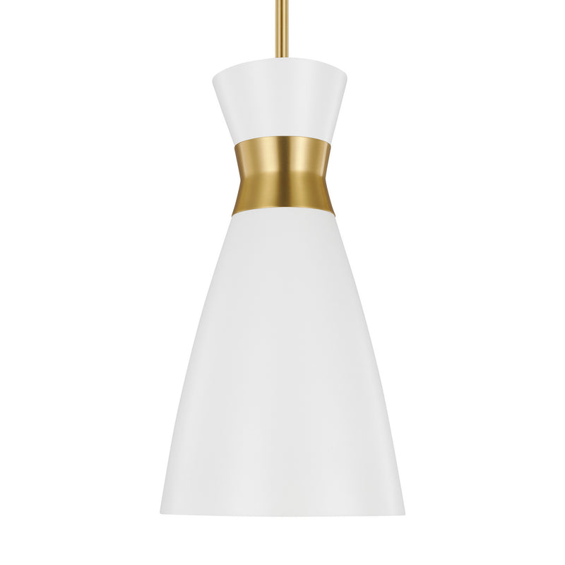 Visual Comfort Studio EP1221MWTBBS Heath One Light Pendant, Matte White and Burnished Brass Alternate Image.jpg