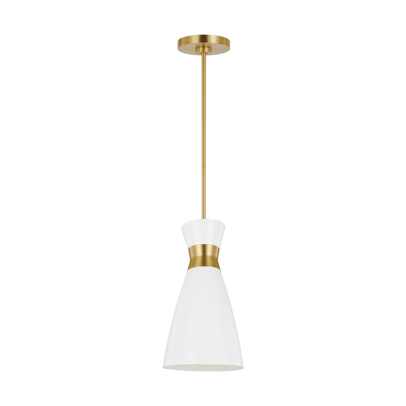 Visual Comfort Studio EP1221MWTBBS Heath One Light Pendant, Matte White and Burnished Brass Alternate Image 2.jpg