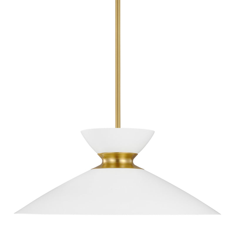 Visual Comfort Studio EP1231MWTBBS Heath One Light Pendant, Matte White and Burnished Brass Alternate Image.jpg