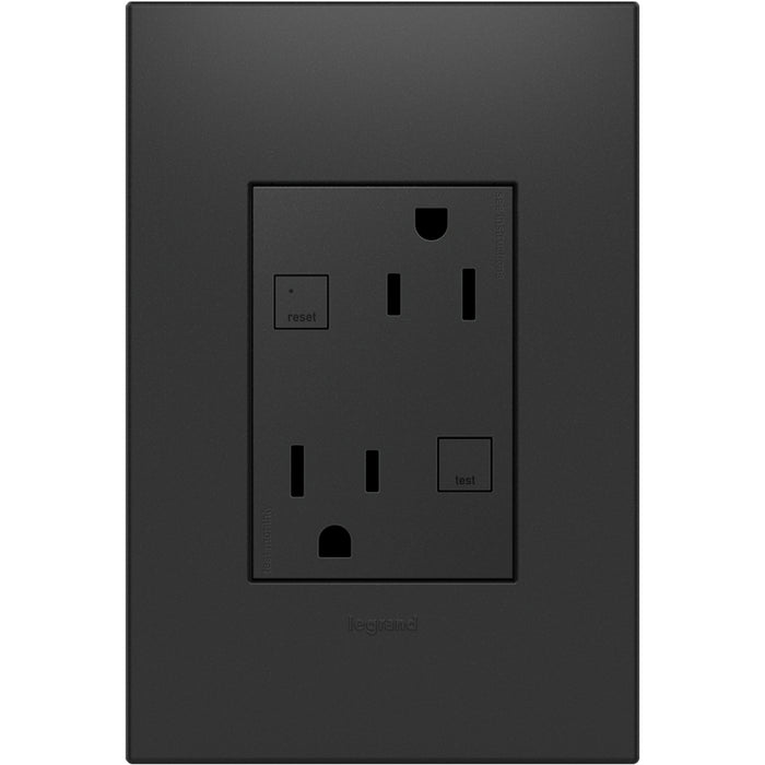 Legrand AGFTR2153G4 Adorne Duplex Self-Test GFCI Receptacles, Graphite Alternate Image 1