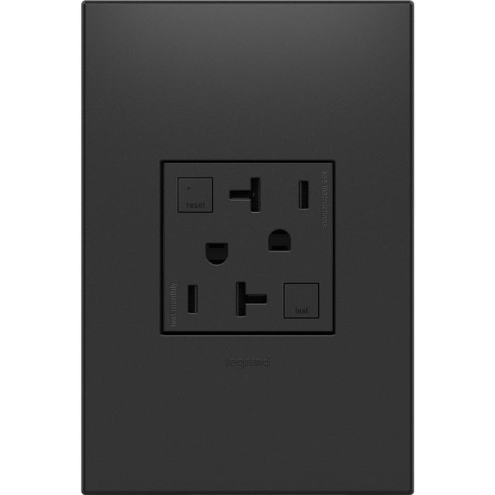 Legrand AGFTR2202G4 Adorne Duplex Self-Test GFCI Receptacles, Graphite Alternate Image 1