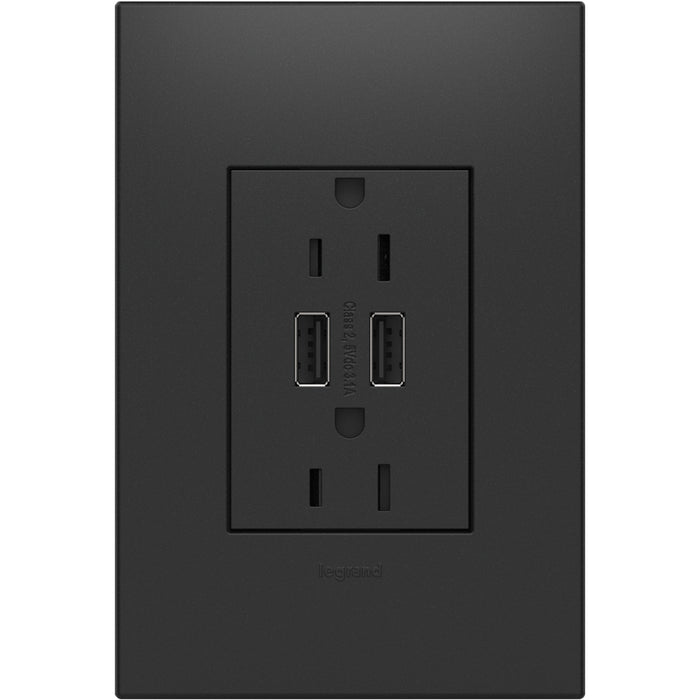 Legrand ARTRUSB153G4 Adorne Dual-USB Outlet, Graphite Alternate Image 1