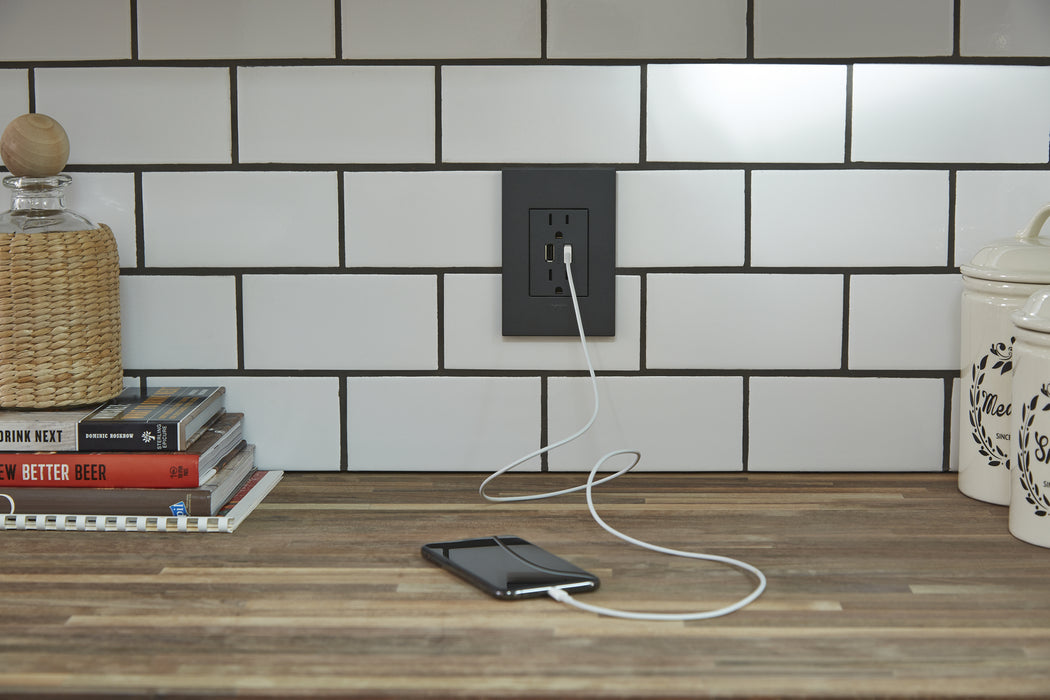 Legrand ARTRUSB153G4 Adorne Dual-USB Outlet, Graphite Alternate Image 2