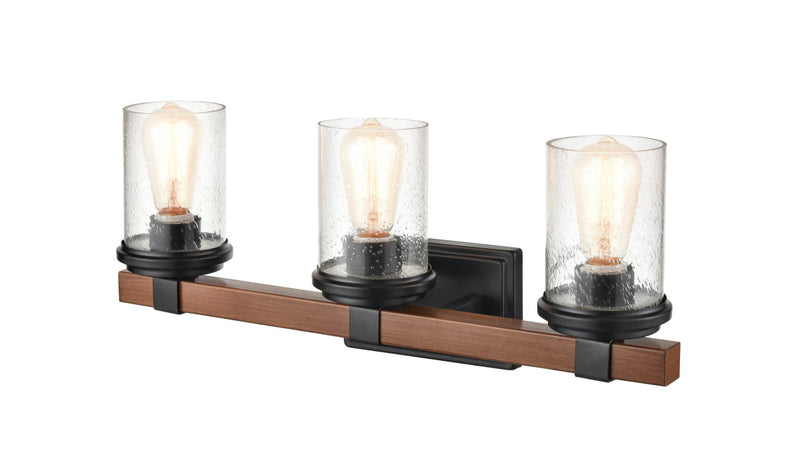 Millennium 3803-MB/WG Taos Three Light Vanity, Matte Black/Wood Grain Alternate Image.jpg