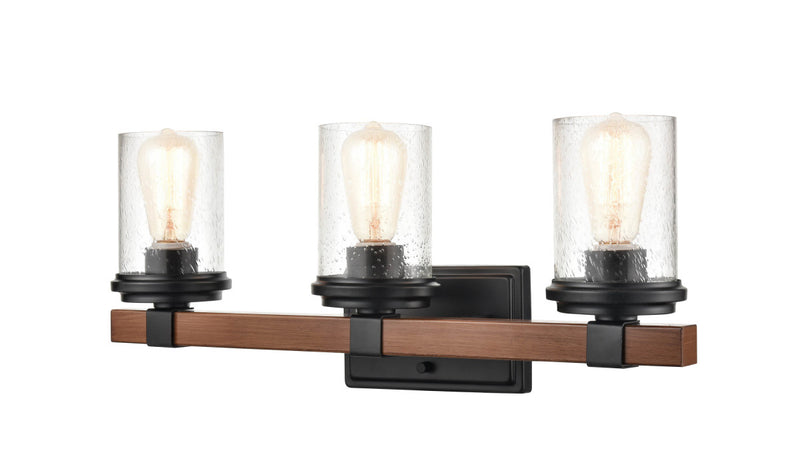 Millennium 3803-MB/WG Taos Three Light Vanity, Matte Black/Wood Grain Alternate Image 3.jpg