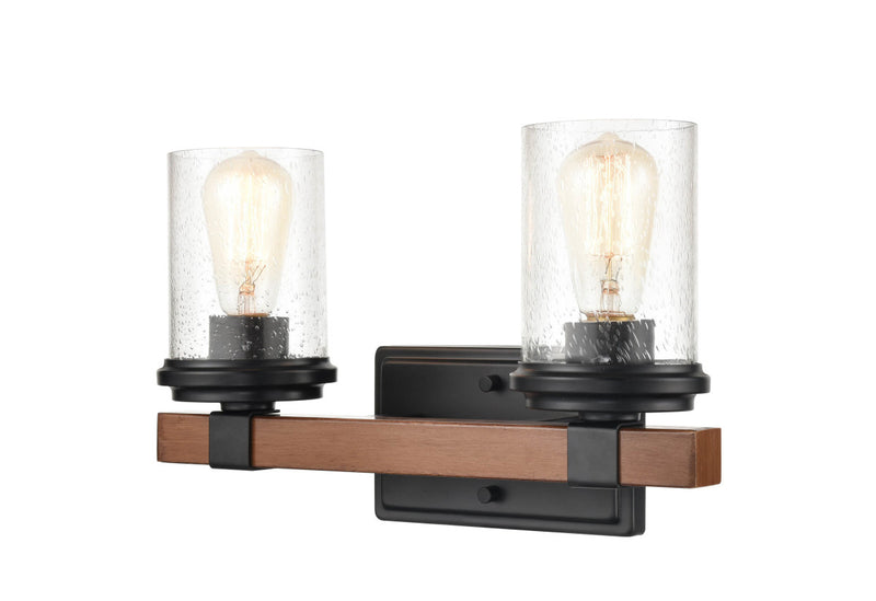 Millennium 3802-MB/WG Taos Two Light Vanity, Matte Black/Wood Grain Alternate Image.jpg