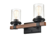 Millennium 3802-MB/WG Taos Two Light Vanity, Matte Black/Wood Grain Alternate Image 2.jpg