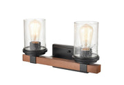 Millennium 3802-MB/WG Taos Two Light Vanity, Matte Black/Wood Grain Alternate Image 3.jpg