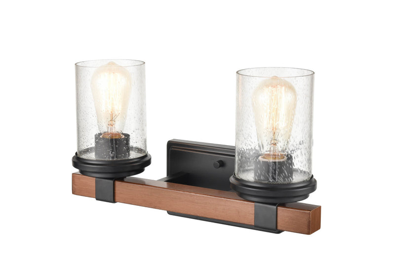 Millennium 3802-MB/WG Taos Two Light Vanity, Matte Black/Wood Grain Alternate Image 3.jpg