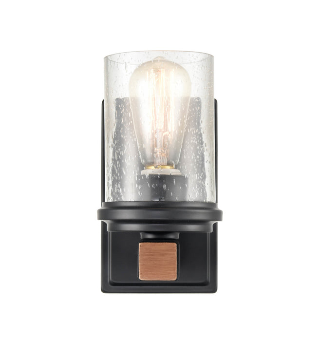 Millennium 3801-MB/WG Taos One Light Wall Sconce, Matte Black/Wood Grain Alternate Image.jpg