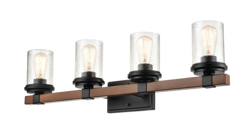Millennium 3804-MB/WG Taos Four Light Vanity, Matte Black/Wood Grain Alternate Image 2.jpg