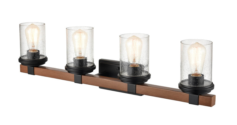 Millennium 3804-MB/WG Taos Four Light Vanity, Matte Black/Wood Grain Alternate Image 4.jpg