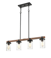 Millennium 3824-MB/WG Taos Four Light Island Pendant, Matte Black/Wood Grain Alternate Image.jpg
