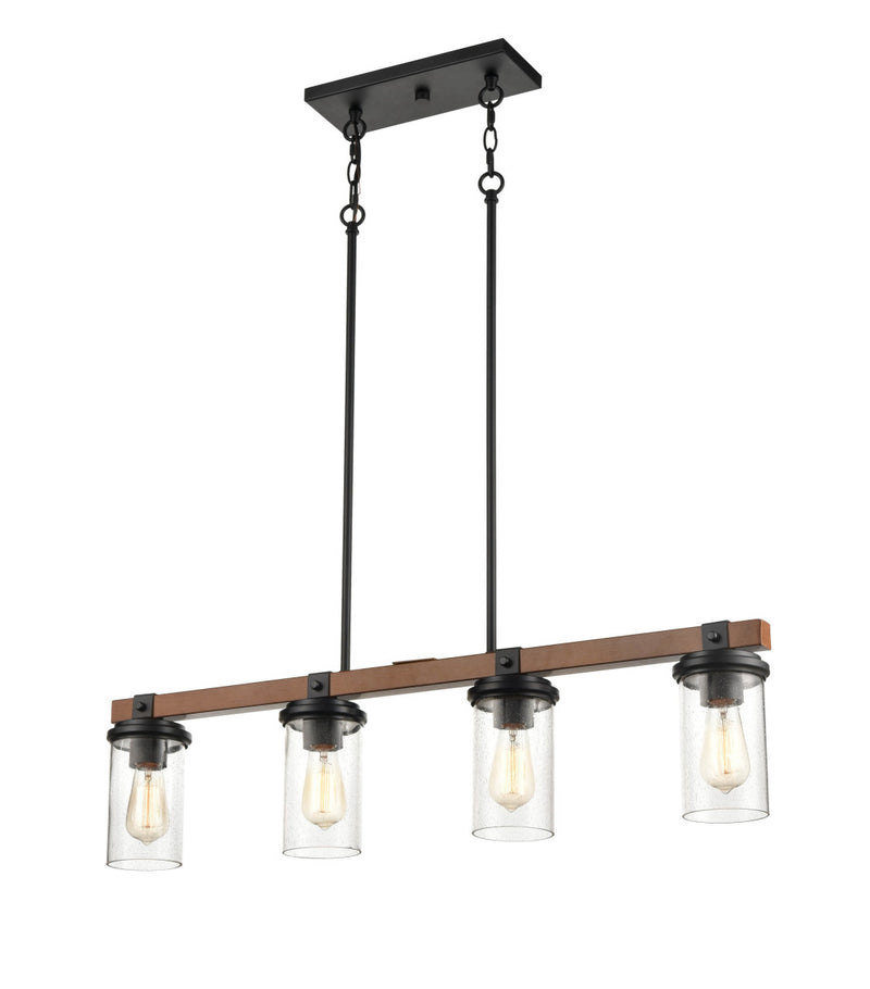 Millennium 3824-MB/WG Taos Four Light Island Pendant, Matte Black/Wood Grain Alternate Image.jpg