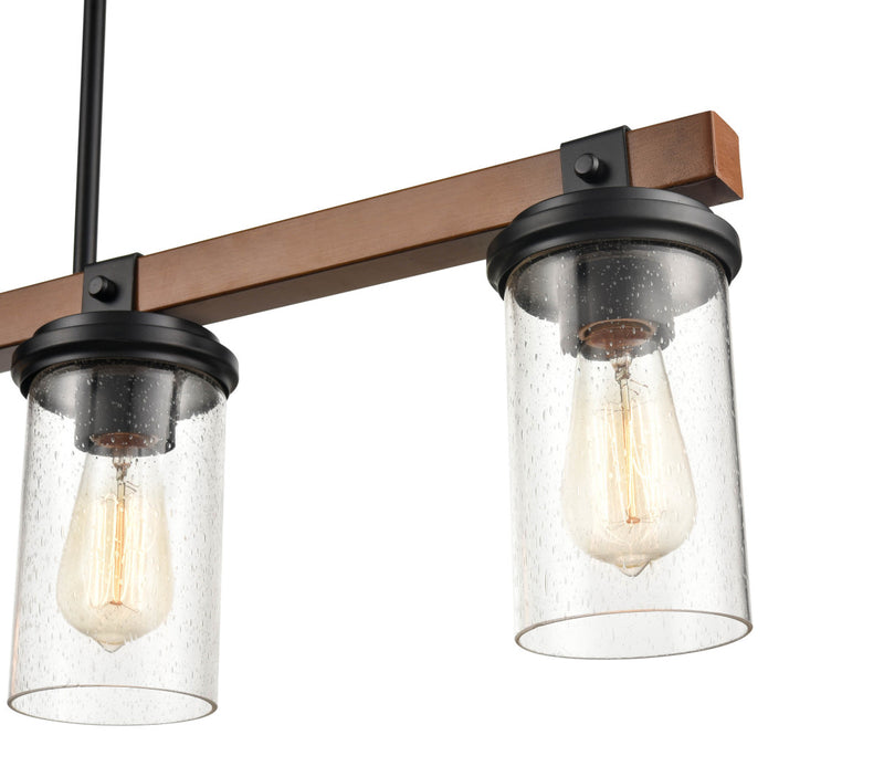 Millennium 3824-MB/WG Taos Four Light Island Pendant, Matte Black/Wood Grain Alternate Image 2.jpg
