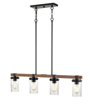 Millennium 3824-MB/WG Taos Four Light Island Pendant, Matte Black/Wood Grain Alternate Image 3.jpg