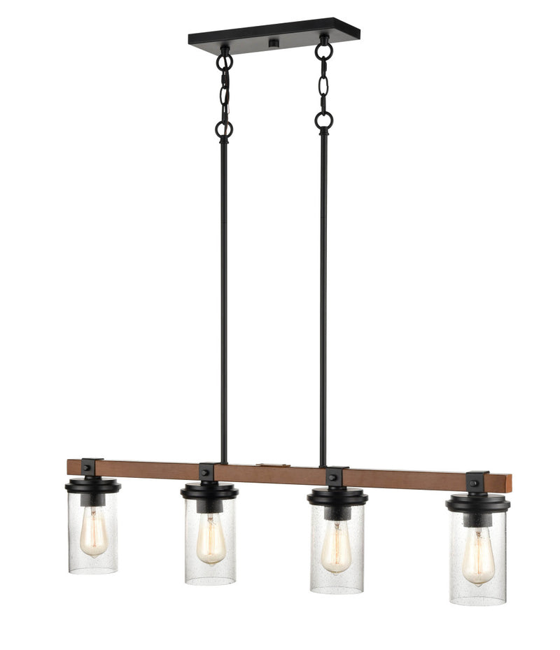 Millennium 3824-MB/WG Taos Four Light Island Pendant, Matte Black/Wood Grain Alternate Image 3.jpg