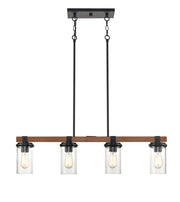 Millennium 3824-MB/WG Taos Four Light Island Pendant, Matte Black/Wood Grain Alternate Image 4.jpg