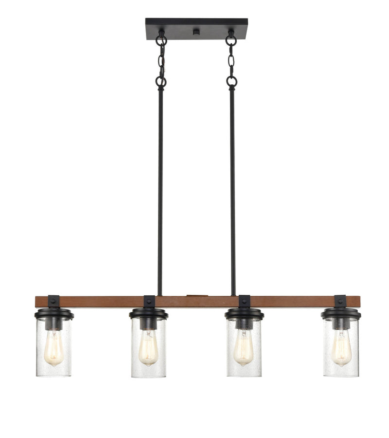 Millennium 3824-MB/WG Taos Four Light Island Pendant, Matte Black/Wood Grain Alternate Image 4.jpg