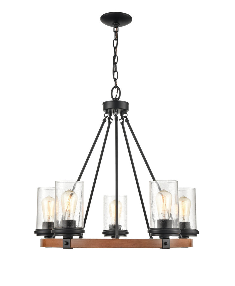 Millennium 3825-MB/WG Taos Five Light Chandelier, Matte Black/Wood Grain Alternate Image.jpg