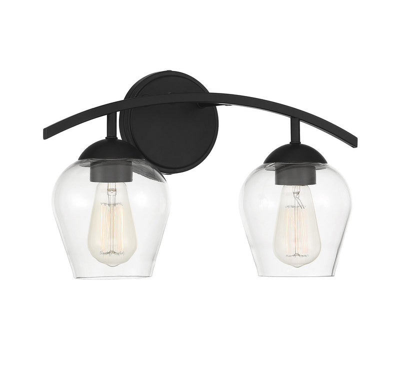 Shoppers Lighting SH80031MBK Lucy Two Light Bathroom Vanity Light, Matte Black Alternate Image 2.jpg