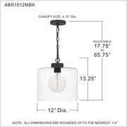 Quoizel ABR1512MBK Abner One Light Mini Pendant, Matte Black Alternate Image 6.jpg
