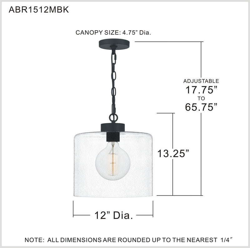 Quoizel ABR1512MBK Abner One Light Mini Pendant, Matte Black Alternate Image 6.jpg