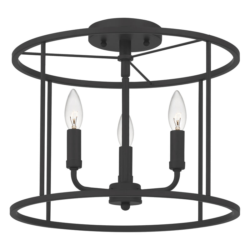 Quoizel ABR1714MBK Abner Three Light Semi Flush Mount, Matte Black Alternate Image 2.jpg