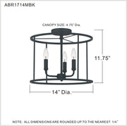 Quoizel ABR1714MBK Abner Three Light Semi Flush Mount, Matte Black Alternate Image.jpg