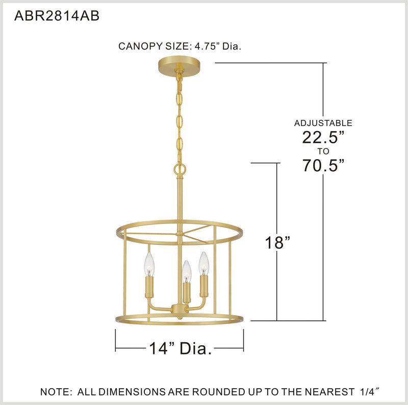 Quoizel ABR2814AB Abner Three Light Pendant, Aged Brass Alternate Image 6.jpg