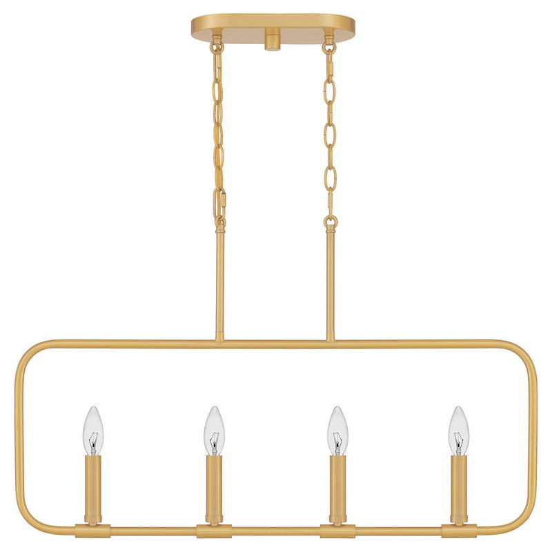 Quoizel ABR432AB Abner Four Light Linear Chandelier, Aged Brass Alternate Image.jpg