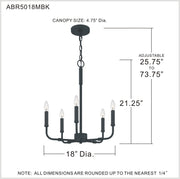 Quoizel ABR5018MBK Abner Five Light Chandelier, Matte Black Alternate Image 6.jpg