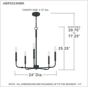 Quoizel ABR5024MBK Abner Five Light Chandelier, Matte Black Alternate Image 6.jpg