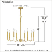 Quoizel ABR5028AB Abner Eight Light Chandelier, Aged Brass Alternate Image 6.jpg