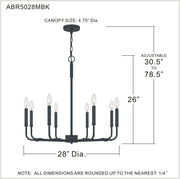 Quoizel ABR5028MBK Abner Eight Light Chandelier, Matte Black Alternate Image 6.jpg