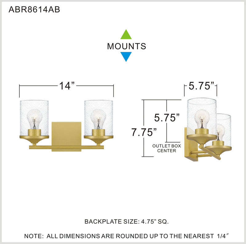 Quoizel ABR8614AB Abner Two Light Bath, Aged Brass Alternate Image.jpg