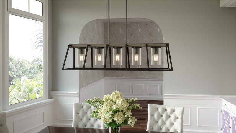 Quoizel BRT3542GK Brockton Five Light Linear Chandelier, Grey Ash Alternate Image 8.jpg