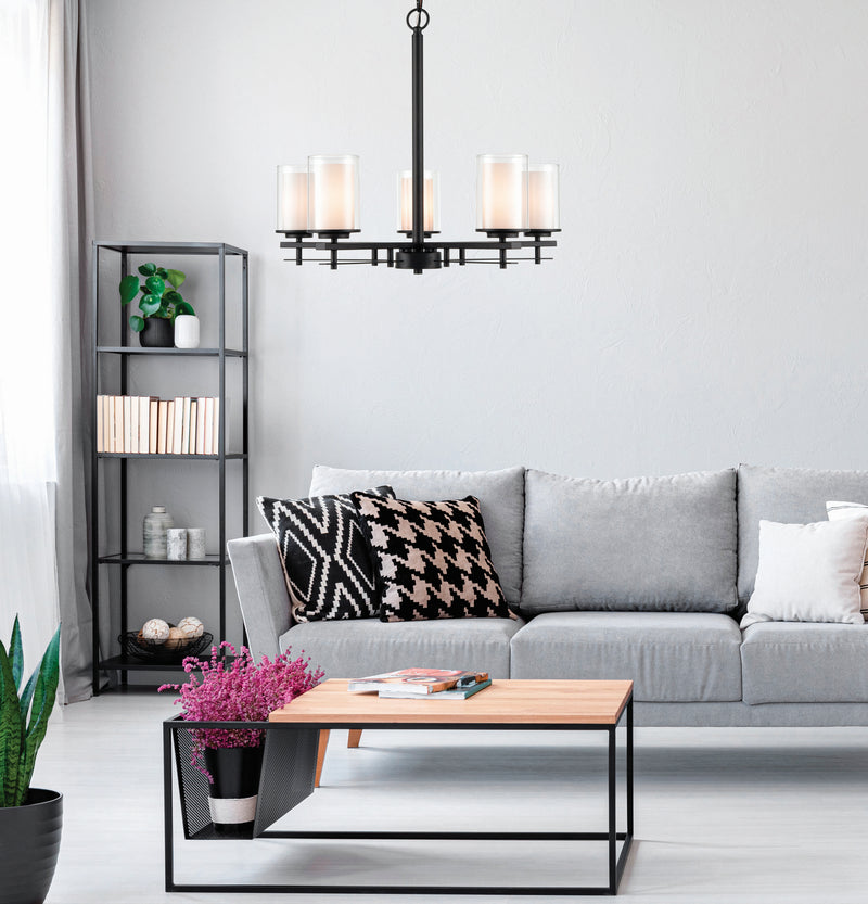 Millennium 5515-MB Huderson Five Light Chandelier, Matte Black Alternate Image.jpg