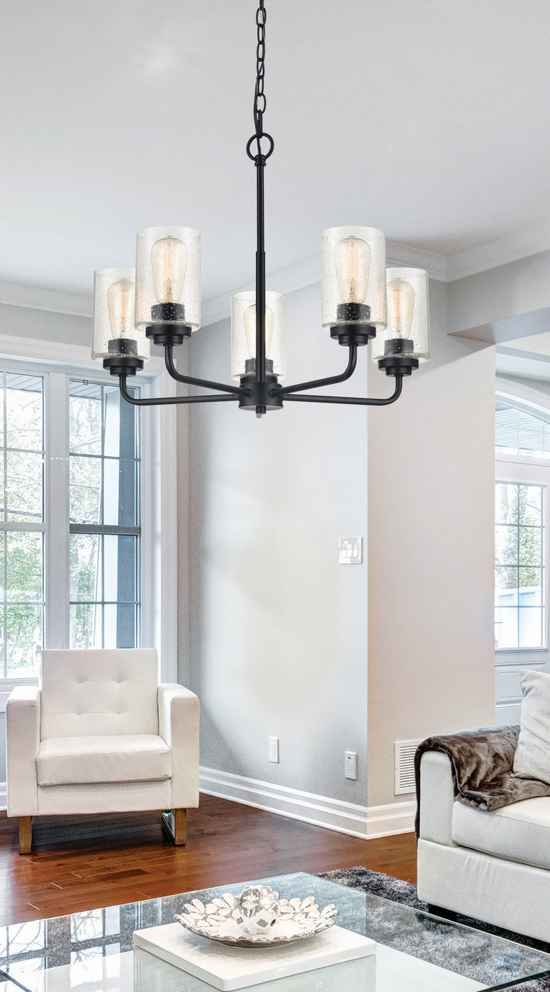 Millennium 9605-MB Moven Five Light Chandelier, Matte Black Alternate Image.jpg