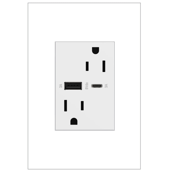 Legrand ARTRUSB156ACW4 Adorne Tamper-Resistant Ultra-Fast USB Type-A/C Outlet, White Alternate Image 1