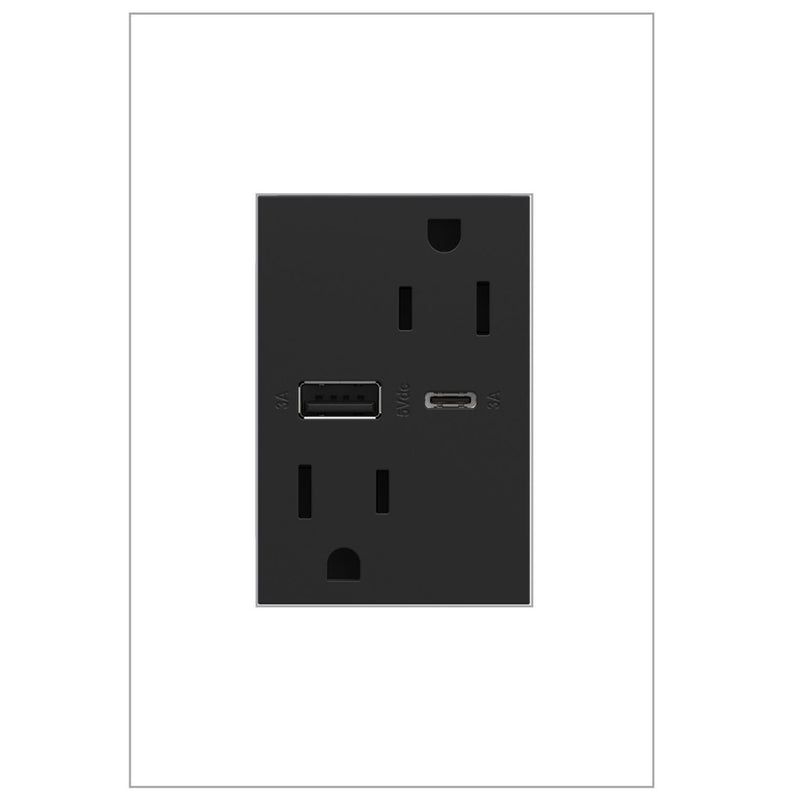 adorne® ARTRUSB156ACG4 15A Tamper-Resistant Ultra-Fast USB Type-A/C Outlet, Graphite Alternate Image.jpg