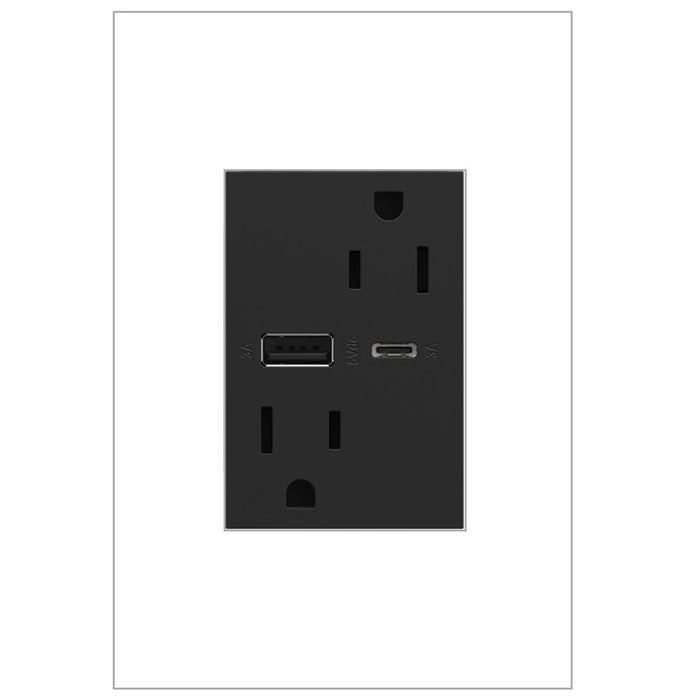 Legrand ARTRUSB156ACG4 Adorne Tamper-Resistant Ultra-Fast USB Type-A/C Outlet, Graphite Alternate Image 1