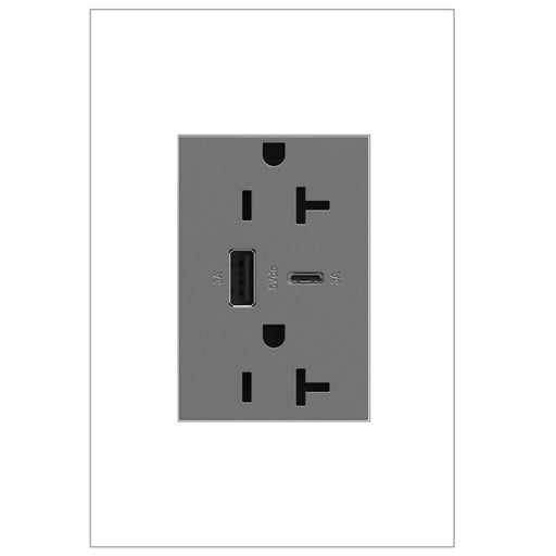 Legrand ARTRUSB206ACM4 Adorne Tamper-Resistant Ultra-Fast USB Type-A/C Outlet, Magnesium Alternate Image 1