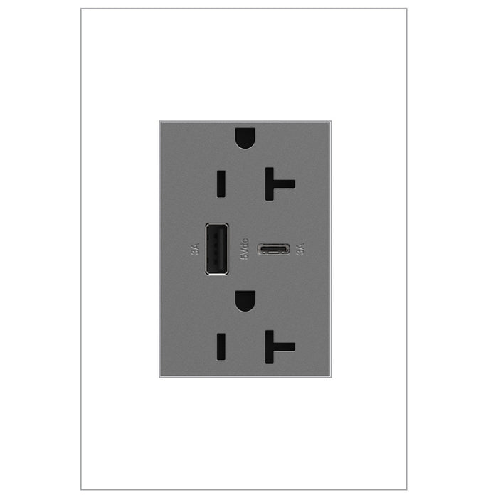 adorne® ARTRUSB206ACM4 20A Tamper-Resistant Ultra-Fast USB Type-A/C Outlet, Magnesium Alternate Image.jpg