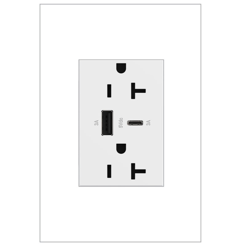 adorne® ARTRUSB206ACW4 20A Tamper-Resistant Ultra-Fast USB Type-A/C Outlet, White Alternate Image.jpg
