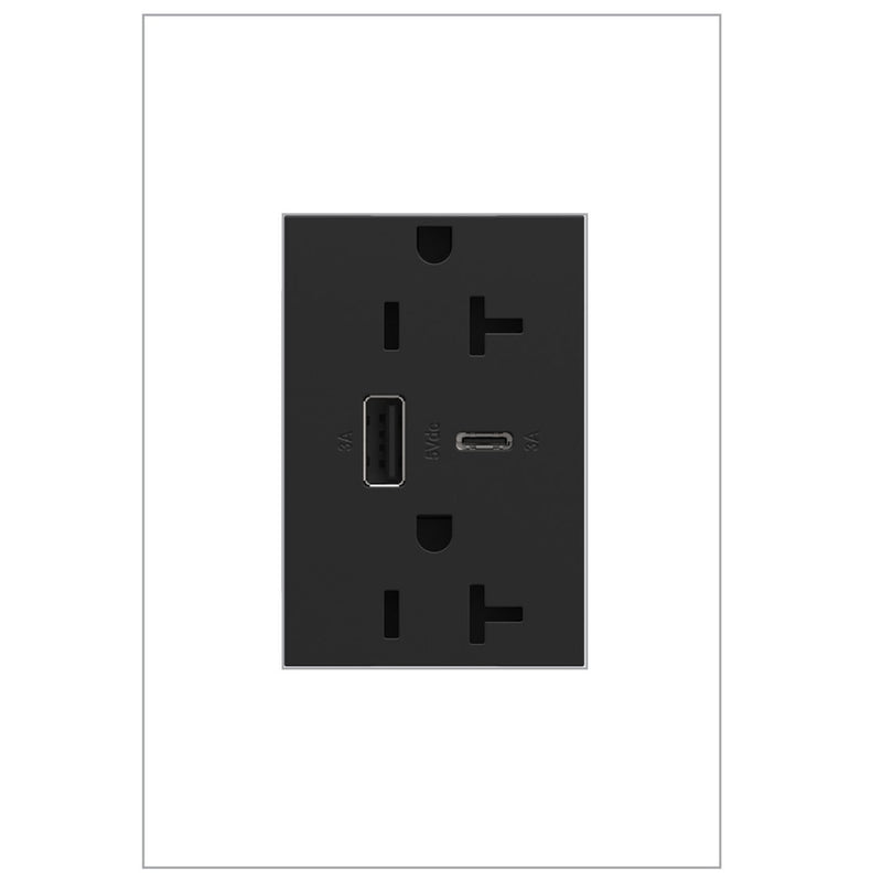 adorne® ARTRUSB206ACG4 20A Tamper-Resistant Ultra-Fast USB Type-A/C Outlet, Graphite Alternate Image.jpg