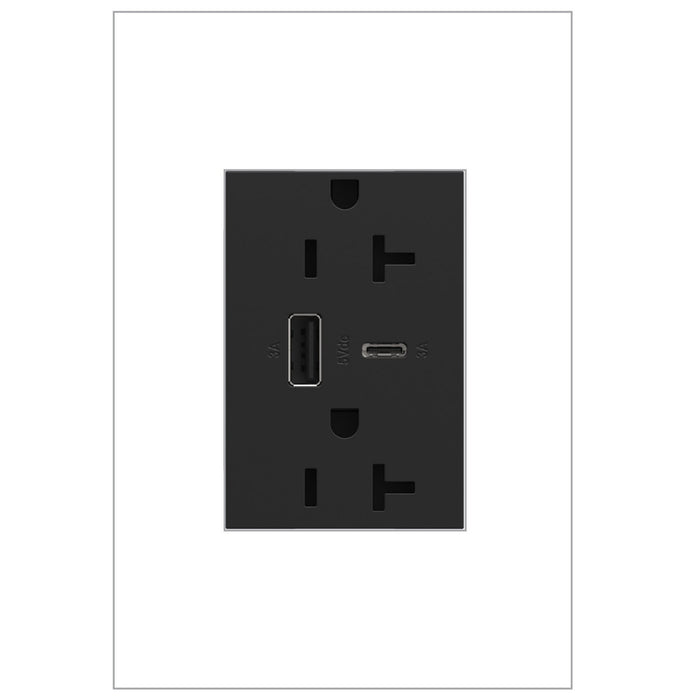 Legrand ARTRUSB206ACG4 Adorne Tamper-Resistant Ultra-Fast USB Type-A/C Outlet, Graphite Alternate Image 1