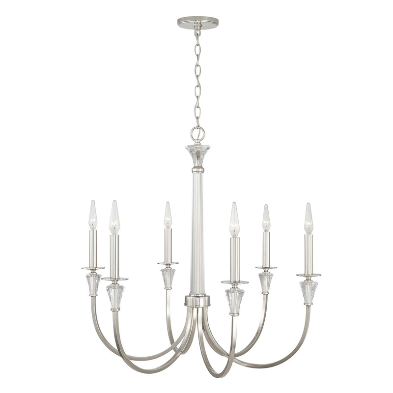 Capital Lighting 441861PN Laurent Six Light Chandelier, Polished Nickel Alternate Image.jpg