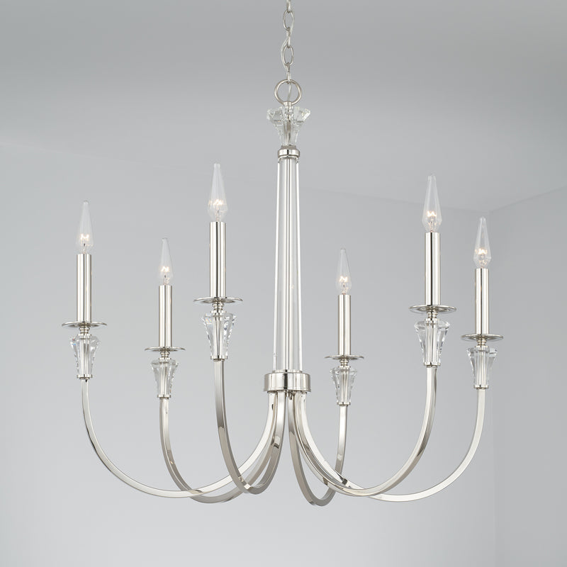Capital Lighting 441861PN Laurent Six Light Chandelier, Polished Nickel Alternate Image 2.jpg